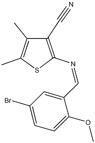 2-[(5-bromo-2-methoxybenzylidene)amino]-4,5-dimethyl-3-thiophenecarbonitrile 结构式