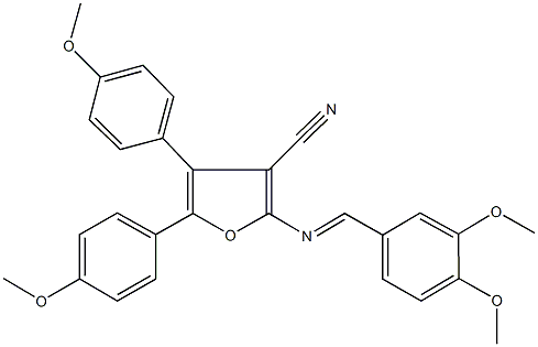 2-[(3,4-dimethoxybenzylidene)amino]-4,5-bis(4-methoxyphenyl)-3-furonitrile 结构式