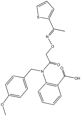 2-{(4-methoxybenzyl)[({[1-(2-thienyl)ethylidene]amino}oxy)acetyl]amino}benzoic acid 结构式