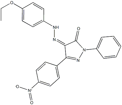 3-{4-nitrophenyl}-1-phenyl-1H-pyrazole-4,5-dione 4-[(4-ethoxyphenyl)hydrazone] 结构式