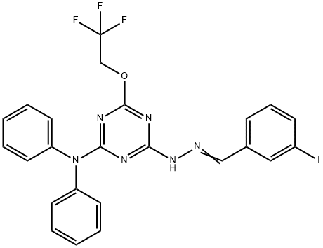 3-iodobenzaldehyde [4-(diphenylamino)-6-(2,2,2-trifluoroethoxy)-1,3,5-triazin-2-yl]hydrazone 结构式