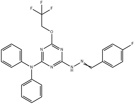 4-fluorobenzaldehyde [4-(diphenylamino)-6-(2,2,2-trifluoroethoxy)-1,3,5-triazin-2-yl]hydrazone 结构式