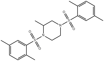 1,4-bis[(2,5-dimethylphenyl)sulfonyl]-2-methylpiperazine 结构式