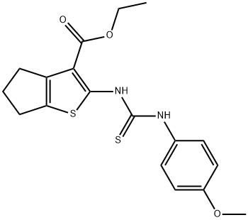 ethyl 2-{[(4-methoxyanilino)carbothioyl]amino}-5,6-dihydro-4H-cyclopenta[b]thiophene-3-carboxylate 结构式