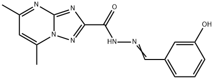 N'-(3-hydroxybenzylidene)-5,7-dimethyl[1,2,4]triazolo[1,5-a]pyrimidine-2-carbohydrazide 结构式