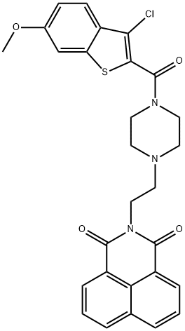 2-(2-{4-[(3-chloro-6-methoxy-1-benzothien-2-yl)carbonyl]-1-piperazinyl}ethyl)-1H-benzo[de]isoquinoline-1,3(2H)-dione 结构式