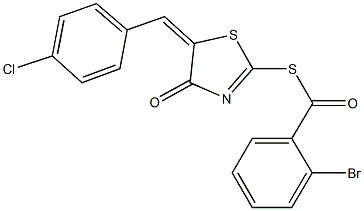 S-[5-(4-chlorobenzylidene)-4-oxo-4,5-dihydro-1,3-thiazol-2-yl] 2-bromobenzenecarbothioate 结构式