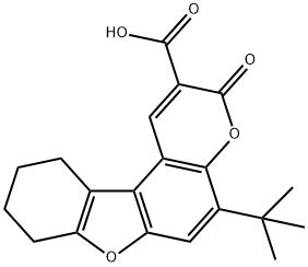 5-tert-butyl-3-oxo-8,9,10,11-tetrahydro-3H-[1]benzofuro[3,2-f]chromene-2-carboxylic acid 结构式