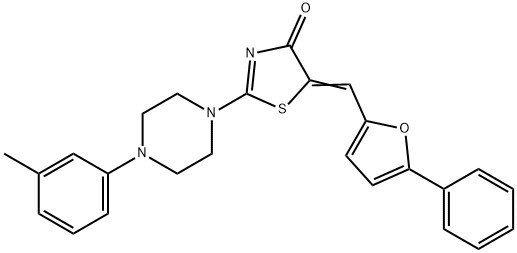 2-[4-(3-methylphenyl)-1-piperazinyl]-5-[(5-phenyl-2-furyl)methylene]-1,3-thiazol-4(5H)-one 结构式
