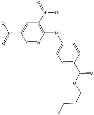 butyl 4-({3,5-bisnitro-2-pyridinyl}amino)benzoate 结构式