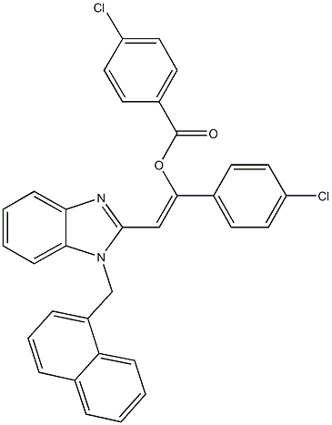 1-(4-chlorophenyl)-2-[1-(1-naphthylmethyl)-1H-benzimidazol-2-yl]vinyl 4-chlorobenzoate 结构式