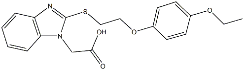 (2-{[2-(4-ethoxyphenoxy)ethyl]sulfanyl}-1H-benzimidazol-1-yl)acetic acid 结构式