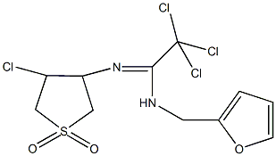 2,2,2-trichloro-N'-(4-chloro-1,1-dioxidotetrahydro-3-thienyl)-N-(2-furylmethyl)ethanimidamide 结构式