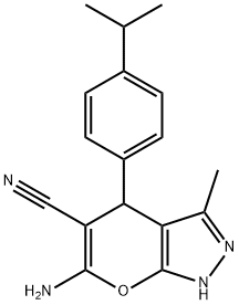 6-amino-4-(4-isopropylphenyl)-3-methyl-1,4-dihydropyrano[2,3-c]pyrazole-5-carbonitrile 结构式