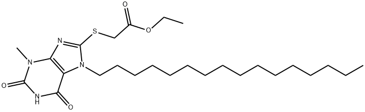 ethyl [(7-hexadecyl-3-methyl-2,6-dioxo-2,3,6,7-tetrahydro-1H-purin-8-yl)sulfanyl]acetate 结构式