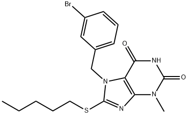 7-(3-bromobenzyl)-3-methyl-8-(pentylsulfanyl)-3,7-dihydro-1H-purine-2,6-dione 结构式