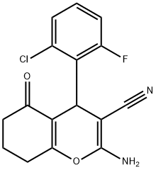 2-amino-4-(2-chloro-6-fluorophenyl)-5-oxo-5,6,7,8-tetrahydro-4H-chromene-3-carbonitrile 结构式