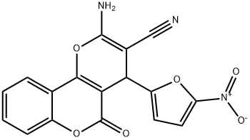 2-amino-4-{5-nitro-2-furyl}-5-oxo-4H,5H-pyrano[3,2-c]chromene-3-carbonitrile 结构式