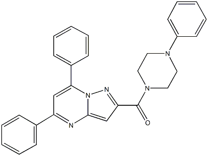 5,7-diphenyl-2-[(4-phenyl-1-piperazinyl)carbonyl]pyrazolo[1,5-a]pyrimidine 结构式