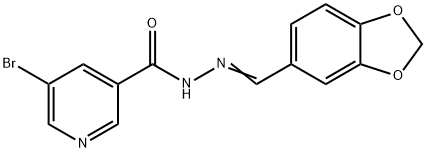 N'-(1,3-benzodioxol-5-ylmethylene)-5-bromonicotinohydrazide 结构式