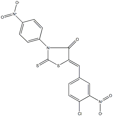 5-{4-chloro-3-nitrobenzylidene}-3-{4-nitrophenyl}-2-thioxo-1,3-thiazolidin-4-one 结构式