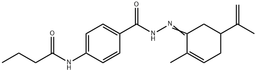 N-(4-{[2-(5-isopropenyl-2-methyl-2-cyclohexen-1-ylidene)hydrazino]carbonyl}phenyl)butanamide 结构式