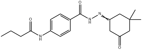 N-(4-{[2-(3,3-dimethyl-5-oxocyclohexylidene)hydrazino]carbonyl}phenyl)butanamide 结构式