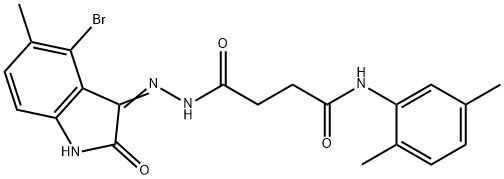 4-[2-(4-bromo-5-methyl-2-oxo-1,2-dihydro-3H-indol-3-ylidene)hydrazino]-N-(2,5-dimethylphenyl)-4-oxobutanamide 结构式