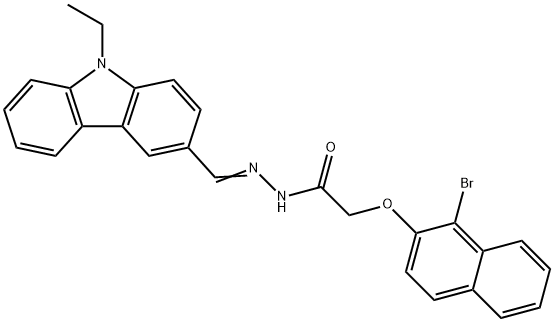 2-[(1-bromo-2-naphthyl)oxy]-N'-[(9-ethyl-9H-carbazol-3-yl)methylene]acetohydrazide 结构式