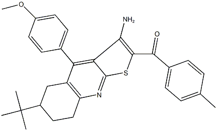 [3-amino-6-tert-butyl-4-(4-methoxyphenyl)-5,6,7,8-tetrahydrothieno[2,3-b]quinolin-2-yl](4-methylphenyl)methanone 结构式