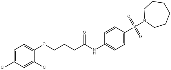 N-[4-(1-azepanylsulfonyl)phenyl]-4-(2,4-dichlorophenoxy)butanamide 结构式