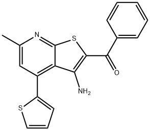 [3-amino-6-methyl-4-(2-thienyl)thieno[2,3-b]pyridin-2-yl](phenyl)methanone 结构式