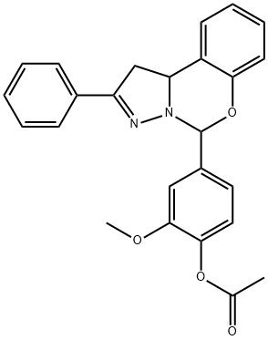 2-methoxy-4-(2-phenyl-1,10b-dihydropyrazolo[1,5-c][1,3]benzoxazin-5-yl)phenyl acetate 结构式