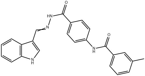 N-(4-{[2-(1H-indol-3-ylmethylene)hydrazino]carbonyl}phenyl)-3-methylbenzamide 结构式