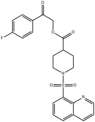 2-(4-fluorophenyl)-2-oxoethyl 1-(quinolin-8-ylsulfonyl)piperidine-4-carboxylate 结构式