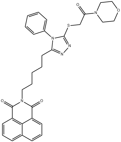 2-[5-(5-{[2-(4-morpholinyl)-2-oxoethyl]sulfanyl}-4-phenyl-4H-1,2,4-triazol-3-yl)pentyl]-1H-benzo[de]isoquinoline-1,3(2H)-dione 结构式