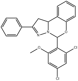 5-(2,4-dichloro-6-methoxyphenyl)-2-phenyl-1,10b-dihydropyrazolo[1,5-c][1,3]benzoxazine 结构式