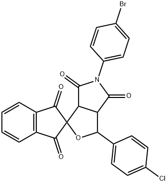 5-(4-bromophenyl)-3-(4-chlorophenyl)-1',3',4,6-tetraoxohexahydrospiro(1H-furo[3,4-c]pyrrole-1,2'-indane) 结构式