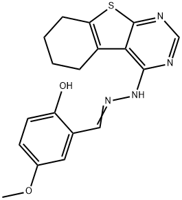 2-hydroxy-5-methoxybenzaldehyde 5,6,7,8-tetrahydro[1]benzothieno[2,3-d]pyrimidin-4-ylhydrazone 结构式