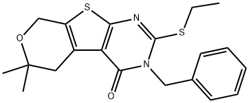 3-benzyl-2-(ethylsulfanyl)-6,6-dimethyl-3,5,6,8-tetrahydro-4H-pyrano[4',3':4,5]thieno[2,3-d]pyrimidin-4-one 结构式