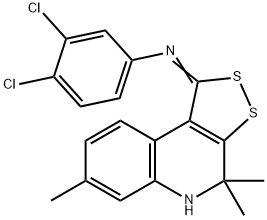 N-(3,4-dichlorophenyl)-N-(4,4,7-trimethyl-4,5-dihydro-1H-[1,2]dithiolo[3,4-c]quinolin-1-ylidene)amine 结构式