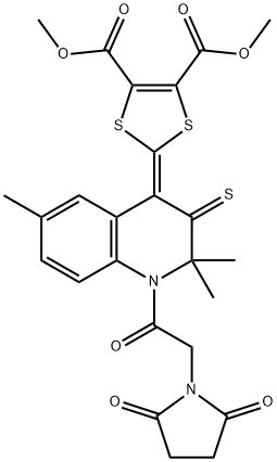 dimethyl 2-(1-[(2,5-dioxo-1-pyrrolidinyl)acetyl]-2,2,6-trimethyl-3-thioxo-2,3-dihydro-4(1H)-quinolinylidene)-1,3-dithiole-4,5-dicarboxylate 结构式