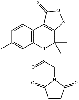 1-[2-oxo-2-(4,4,7-trimethyl-1-thioxo-1,4-dihydro-5H-[1,2]dithiolo[3,4-c]quinolin-5-yl)ethyl]-2,5-pyrrolidinedione 结构式