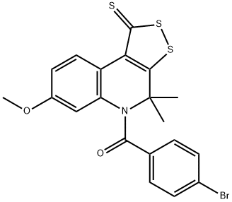 5-(4-bromobenzoyl)-7-methoxy-4,4-dimethyl-4,5-dihydro-1H-[1,2]dithiolo[3,4-c]quinoline-1-thione 结构式