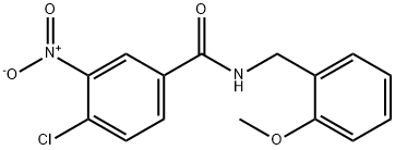 4-chloro-3-nitro-N-(2-methoxybenzyl)benzamide 结构式