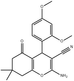 2-amino-4-(2,4-dimethoxyphenyl)-7,7-dimethyl-5-oxo-5,6,7,8-tetrahydro-4H-chromene-3-carbonitrile 结构式