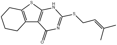2-[(3-methyl-2-butenyl)sulfanyl]-5,6,7,8-tetrahydro[1]benzothieno[2,3-d]pyrimidin-4(3H)-one 结构式