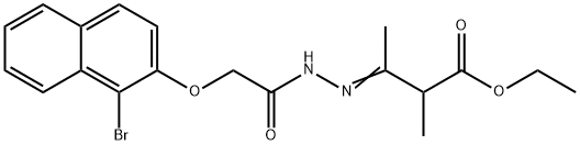 ethyl 3-({[(1-bromo-2-naphthyl)oxy]acetyl}hydrazono)-2-methylbutanoate 结构式