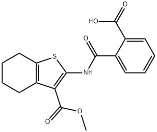 2-({[3-(methoxycarbonyl)-4,5,6,7-tetrahydro-1-benzothien-2-yl]amino}carbonyl)benzoic acid 结构式