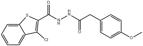 3-chloro-N'-[(4-methoxyphenyl)acetyl]-1-benzothiophene-2-carbohydrazide 结构式
